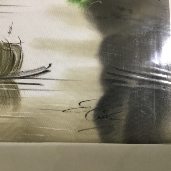 New unmounted artist signed painting on fabric - Picture 2 of 2